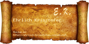 Ehrlich Krisztofer névjegykártya